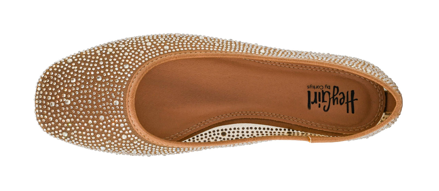 Corkys Footwear Hey Girl It's A Vibe Slip-on Ballerina Flat - Rhinestone Mesh Body, Closed Toe, Breathable and Lightweight Elegance, Comfortable and Lightly Cushioned Insoles
