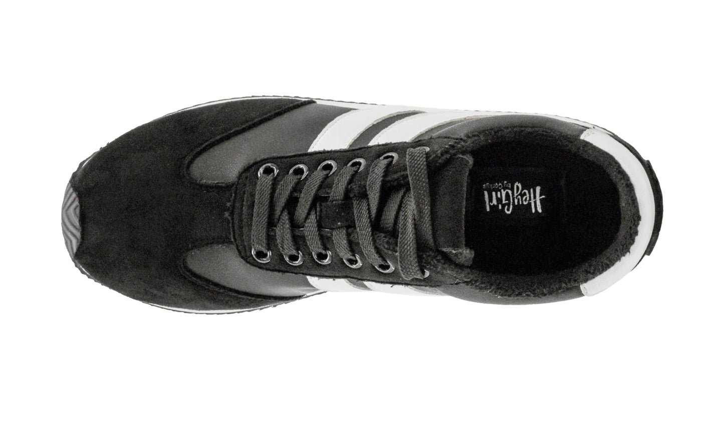 Corkys Footwear Hey Girl Jet Lag Fashion Sneaker – Stylish Lace-Up Shoe with A Soft Plush Insole for All-Day Comfort, Subtle Platform, and Side Stripes