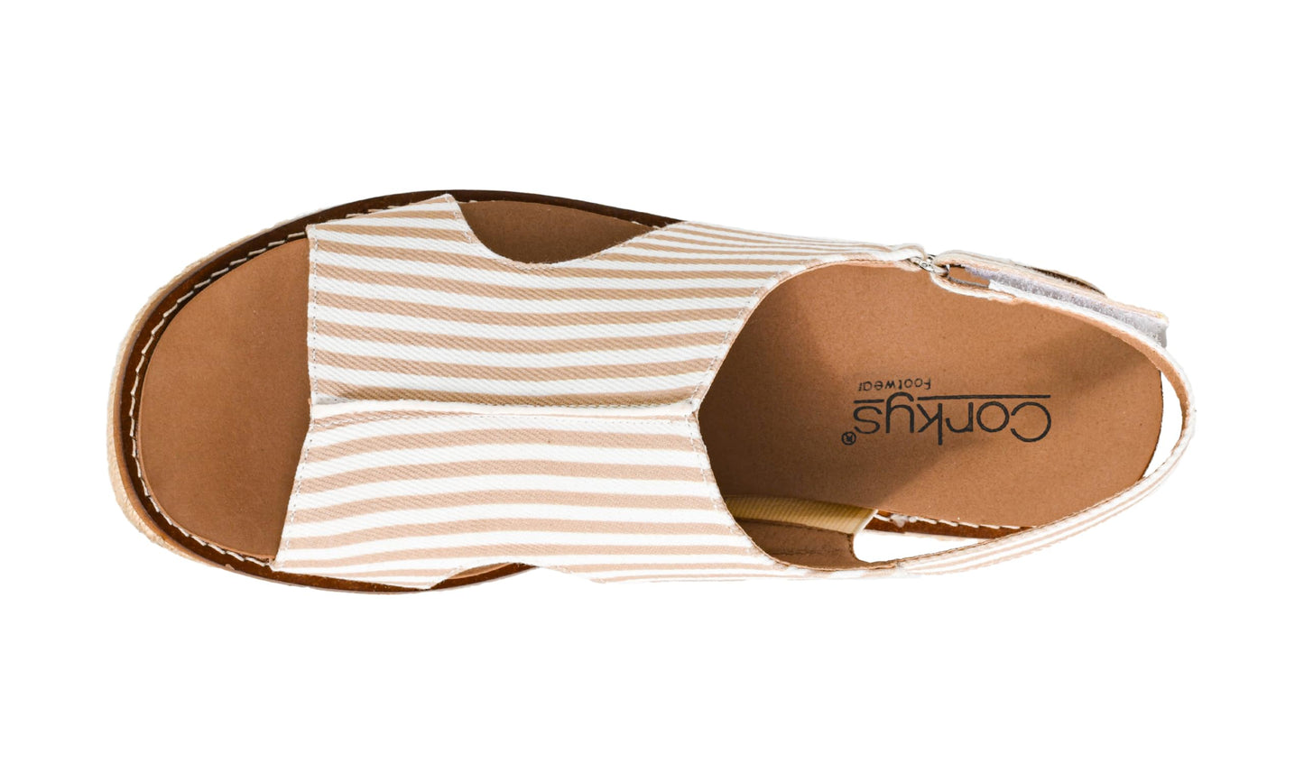 Corkys Footwear Women's Ready Or Not Wedge Sandals with 2-Inch Heel - Comfort-Enhancing EVA Insoles, Hook and Loop Closure, and Stylish Jute Wrapped Bottom Design