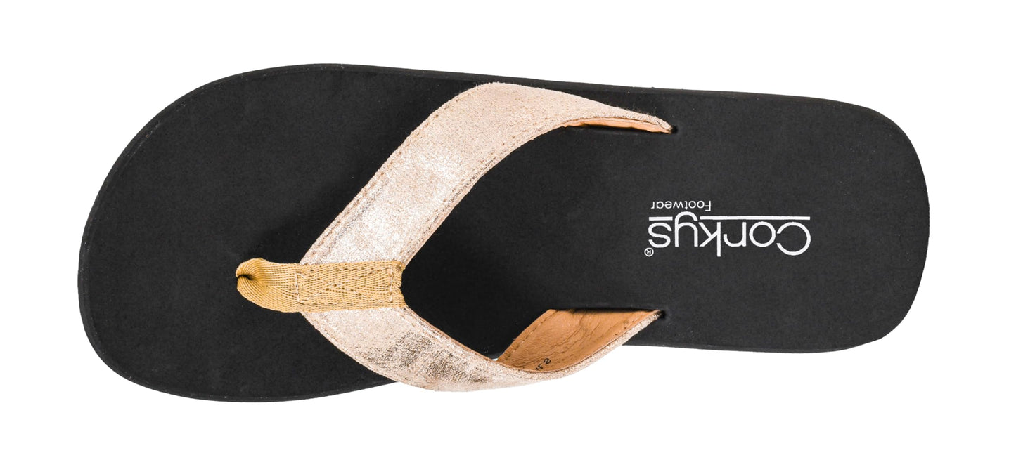 Corkys Footwear Womens Overboard Thong Flip Flops - Featuring A Comfortable and Cushioned EVA Insole and A Vegan Leather Thong Strap with Western Stitching