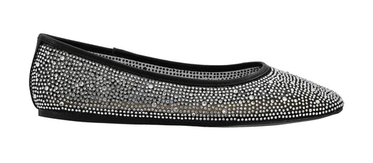 Corkys Footwear Hey Girl It's A Vibe Slip-on Ballerina Flat - Rhinestone Mesh Body, Closed Toe, Breathable and Lightweight Elegance, Comfortable and Lightly Cushioned Insoles