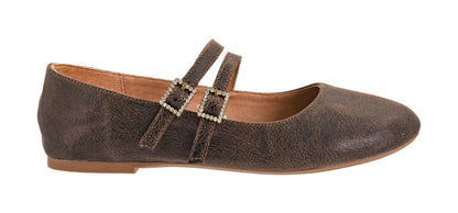 Corkys Footwear Hey Girl Women's Own It Ballet Flats, With Two Dainty Straps, Two Rhinestone Adjustable Buckles, And Lightly Cushioned Insoles For All Day Wear