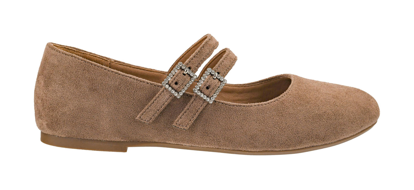 Corkys Footwear Hey Girl Women's Own It Ballet Flats, With Two Dainty Straps, Two Rhinestone Adjustable Buckles, And Lightly Cushioned Insoles For All Day Wear