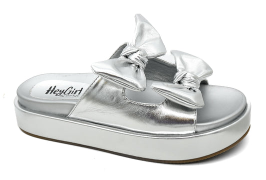 Corkys Footwear Women's Lil Bit Knotty 1.5-Inch Platform Sandal Slide - Featuring Two Straps Adorned With Bows And A Lightly Cushioned Insole For All Day Wear