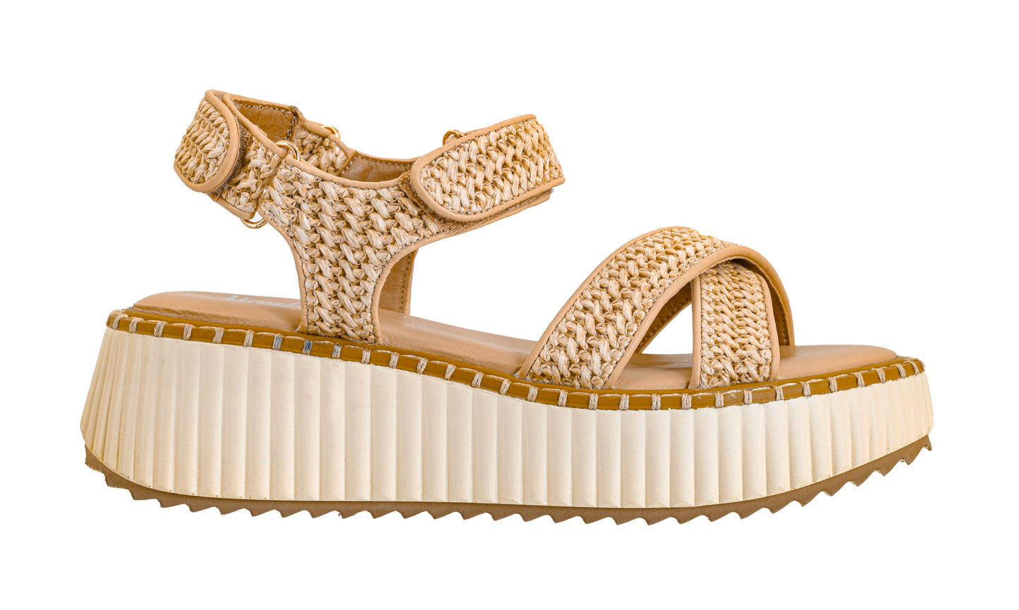 Corkys Footwear Women's Total Catch Flip Flop Sandals: Criss-Cross Style Straps with 1.75-Inch Platform and Secure Hook And Loop Ankle Closure for Comfort and Fashion