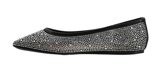 Corkys Footwear Hey Girl It's A Vibe Slip-on Ballerina Flat - Rhinestone Mesh Body, Closed Toe, Breathable and Lightweight Elegance, Comfortable and Lightly Cushioned Insoles
