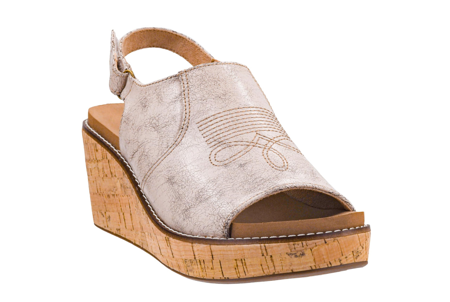 Corkys Footwear Most Wanted 2.5-Inch Wedge Sandal, Featuring a Hook And Loop Closure, Soft EVA Insoles For All Day Wear, and Western Inspired Stitching On The Upper