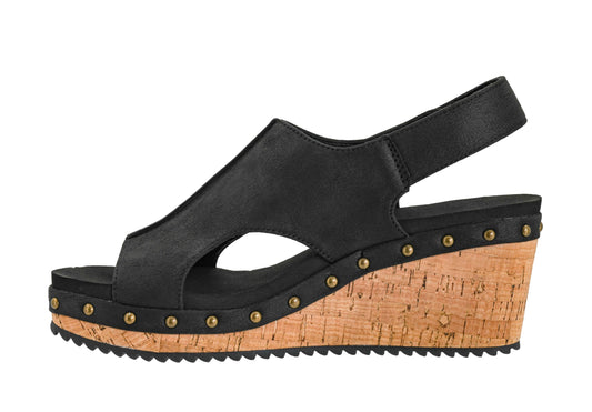 Corkys Footwear Women's For Keeps Wedges - Featuring EVA Foam Cushioned Insoles, A 2.5 Inch Heel, Lightweight For All Day Wear, Easy On And Off With The Hook And Loop Closure
