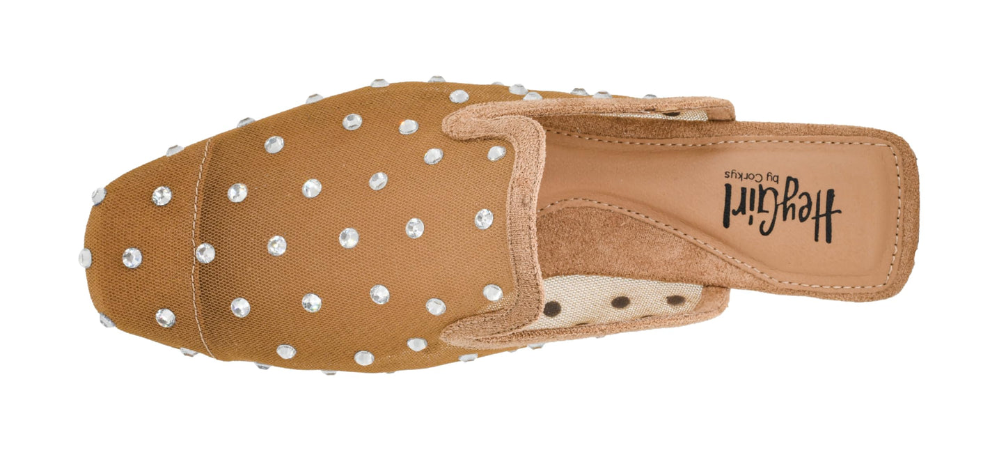 Corkys Footwear Hey Girl to Die for Slip-on Flat Mule - Rhinestone Mesh Body, Closed Toe, Breathable and Lightweight Elegance, Comfortable and Lightly Cushioned Insoles