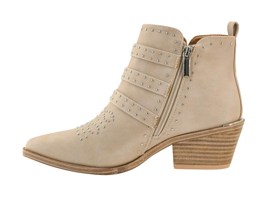 Corkys Footwear Women's Hey Girl Amazing Ankle Bootie - Featuring a 2.5-Inch Heel, Three Adjustable Buckles, A Western Studded Upper, And A Full Side Zip - All-day Wear