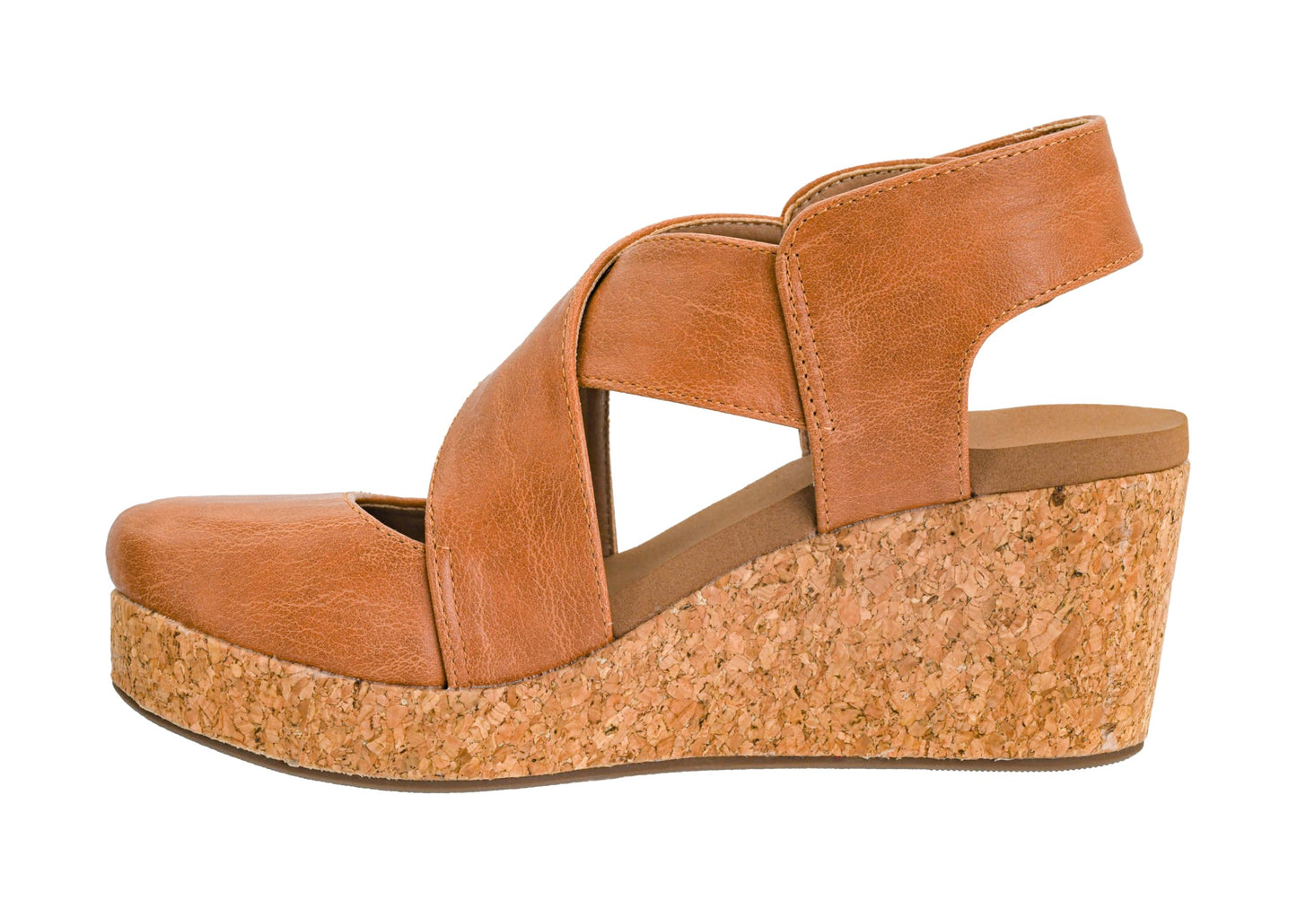 Corkys Footwear Case Closed Wedge - A Stylish 2.5-Inch Heel with 1-Inch Platform, Closed Toe, Cross Strap Upper, Hook N Loop Ankle Strap Closure, and EVA Insoles