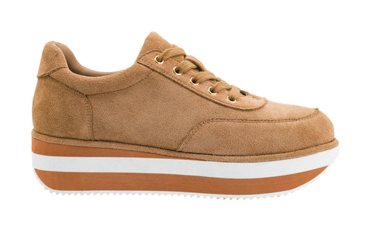 Corkys Footwear Hey Girl Jaywalking Platform Sneaker, Trendy Lace-Up Faux Suede Shoe with Cushioned Insole, Elevated Sole, and Non-Slip Grip for All-Day Comfort