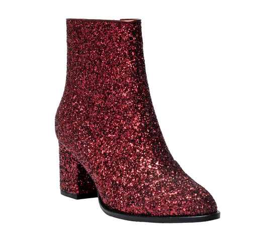 Corkys Footwear Women's Glitter Razzle Dazzle Ankle Bootie Burgundy Glitter Size 09