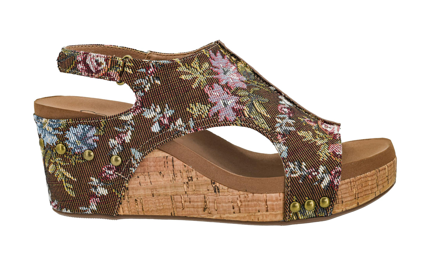 Corkys Footwear Women's Carley Wedges, Featuring Corkys EVA Foam Cushioned Insoles, A 2.5 Inch Heel, Lightweight For All Day Wear, And Hook And Loop Closure