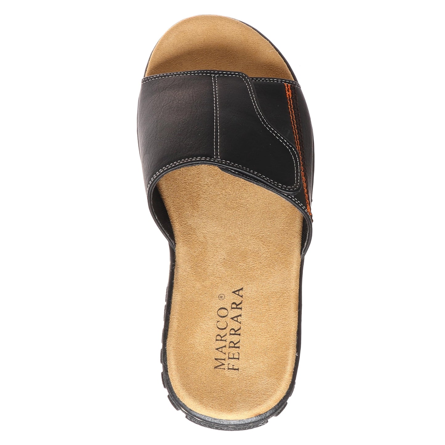 Marco Ferrara Men’s Marc-28 Slide Sandal, Soft Cushion, Adjustable Open Toe, Slip-On, Black