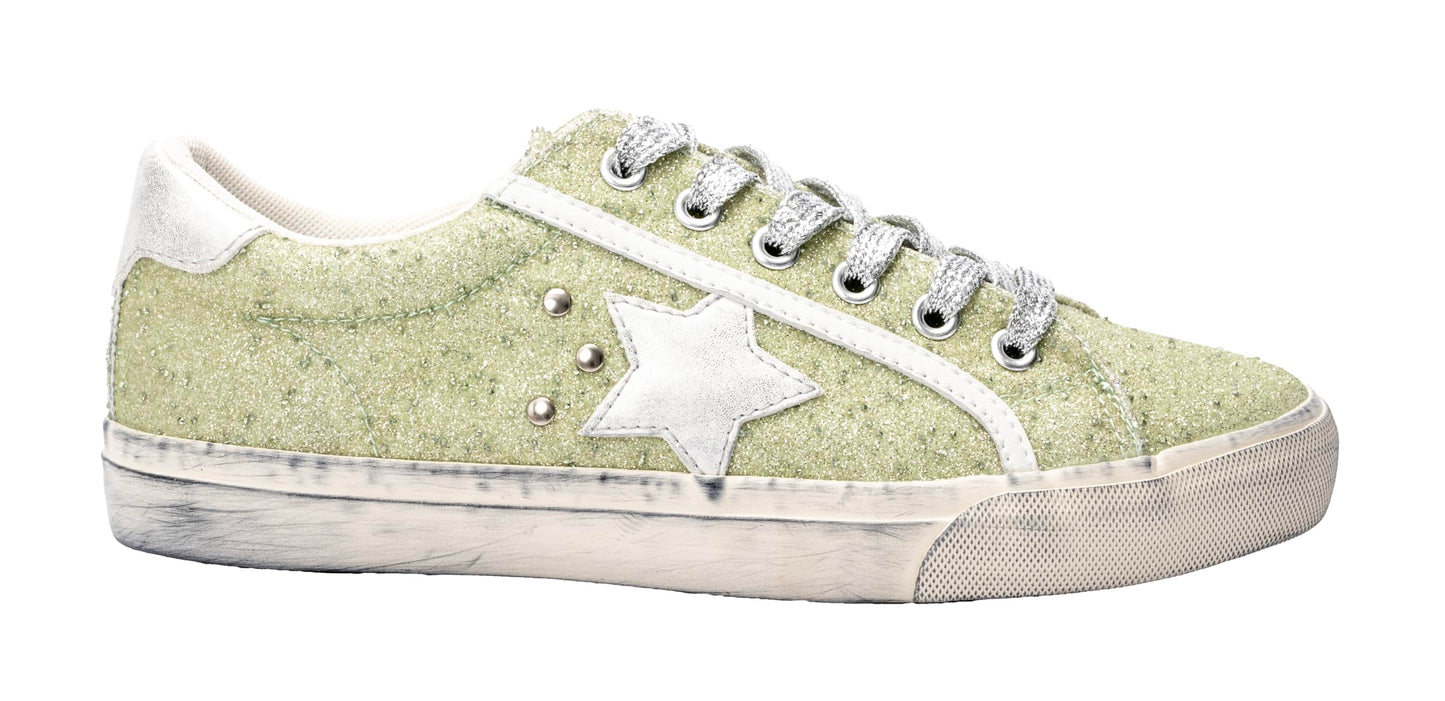 Corkys Footwear Hey Girl Womens Big Dipper Fashion Sneakers - Featuring a Star Patch on The Side with Stud Embellishments, Comfortable Insoles, and A Lace-up Design