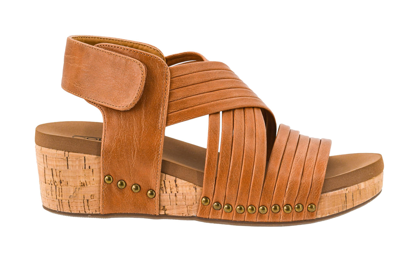 Corkys Footwear Good For You Womens Wedge Sandals – Stylish With a 2.5 Inch Heel, Cushioned EVA Insoles, and a Strappy Upper with Hook and Loop Closure