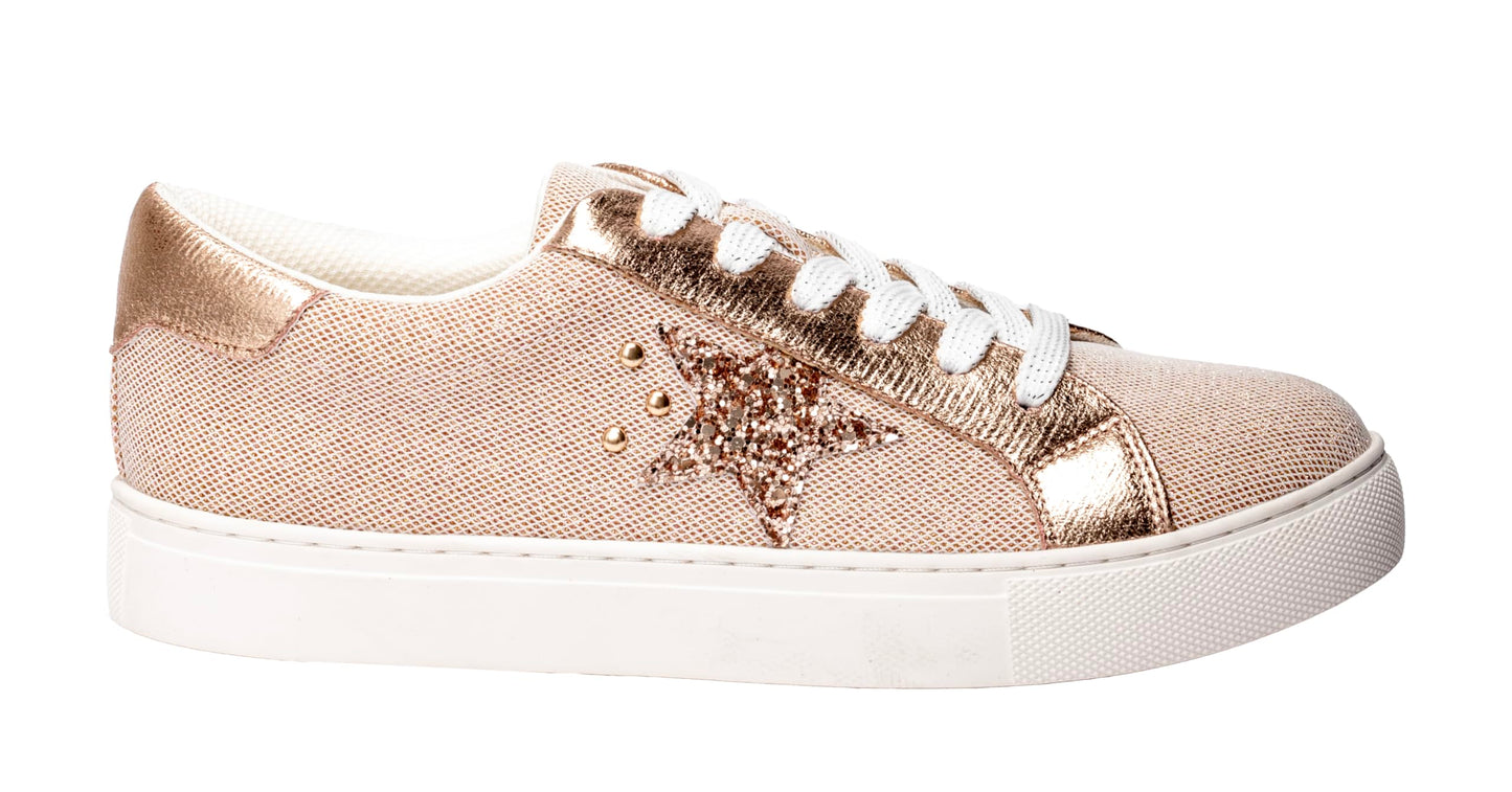 Corkys Footwear Women's Supernova Lace-Up Glitter Star Sneakers
