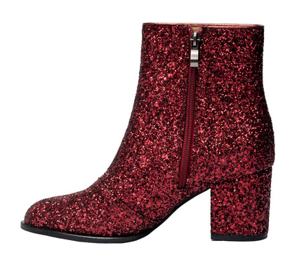 Corkys Footwear Women's Glitter Razzle Dazzle Ankle Bootie Burgundy Glitter Size 09