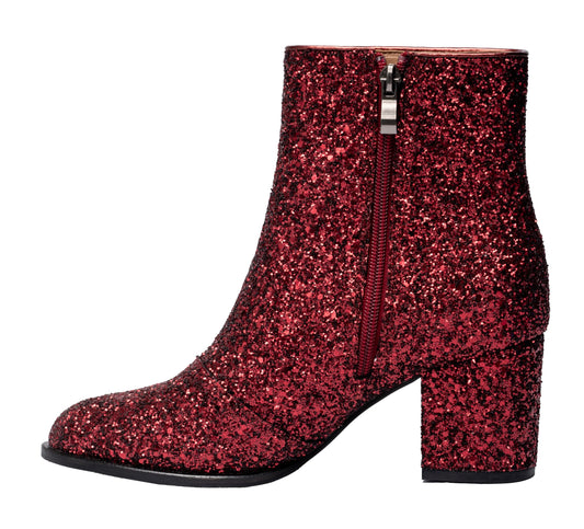 Corkys Footwear Women's Glitter Razzle Dazzle Ankle Bootie Burgundy Glitter Size 09